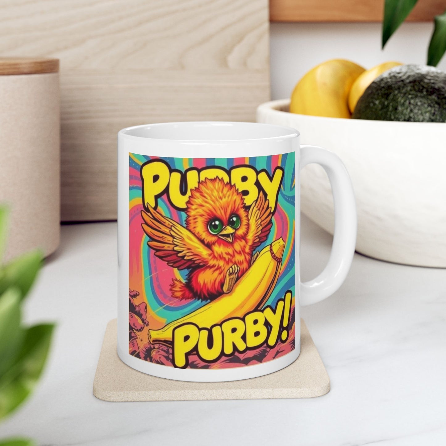 Purby J Ceramic Mug, (11oz)