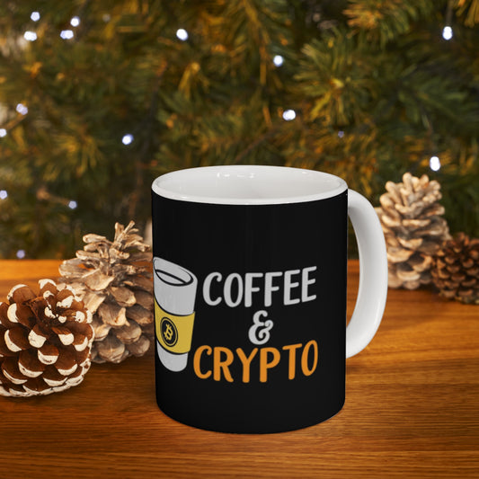 Coffee and Crypto Ceramic Mug, (11oz)