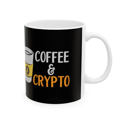 Coffee and Crypto Ceramic Mug, (11oz)