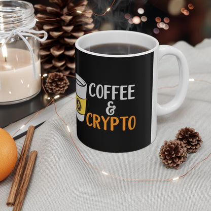 Coffee and Crypto Ceramic Mug, (11oz)