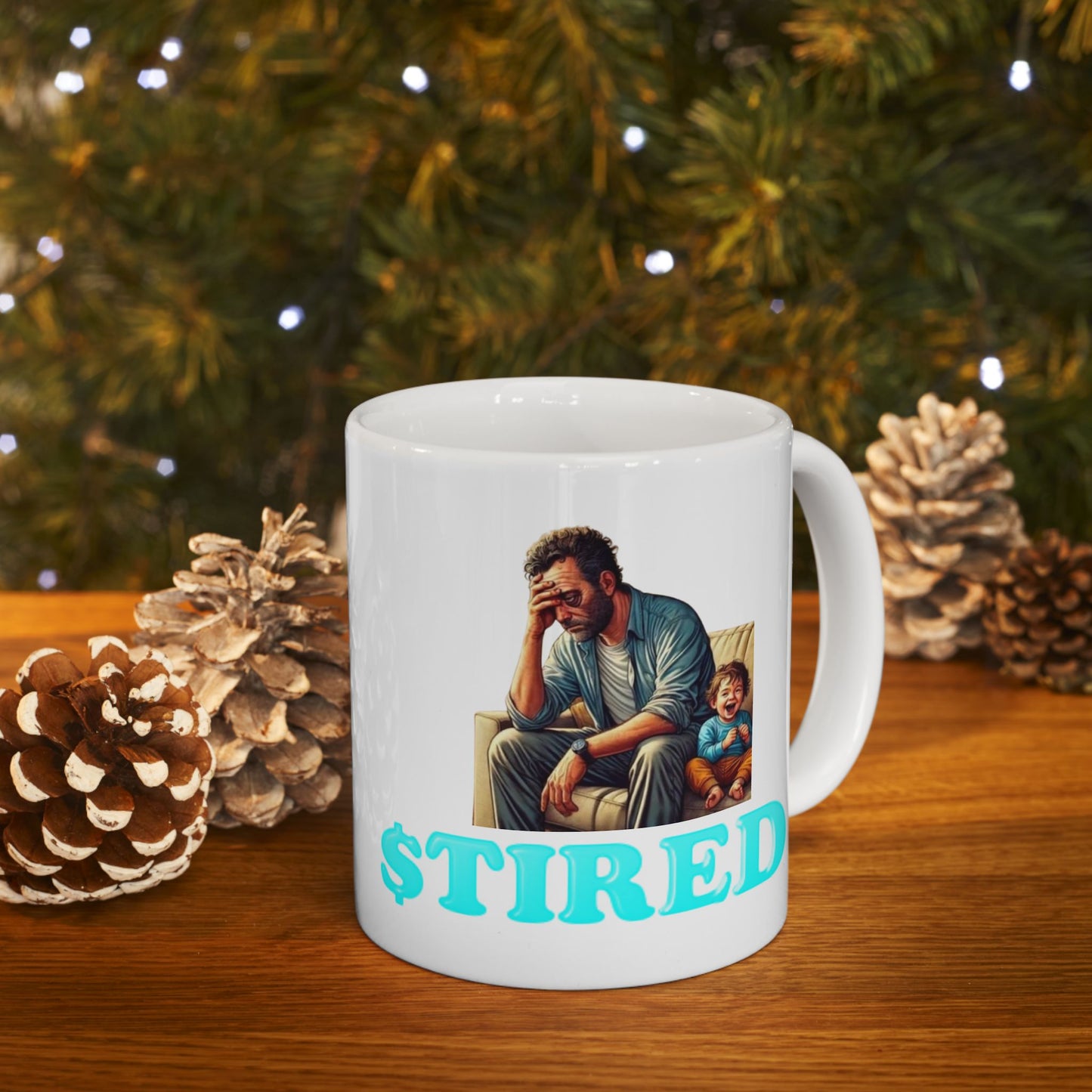 Tired Dad Ceramic Mug, (11oz)