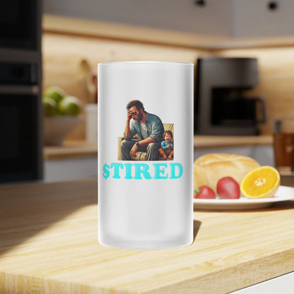 Tired Dad Frosted Glass Beer Mug