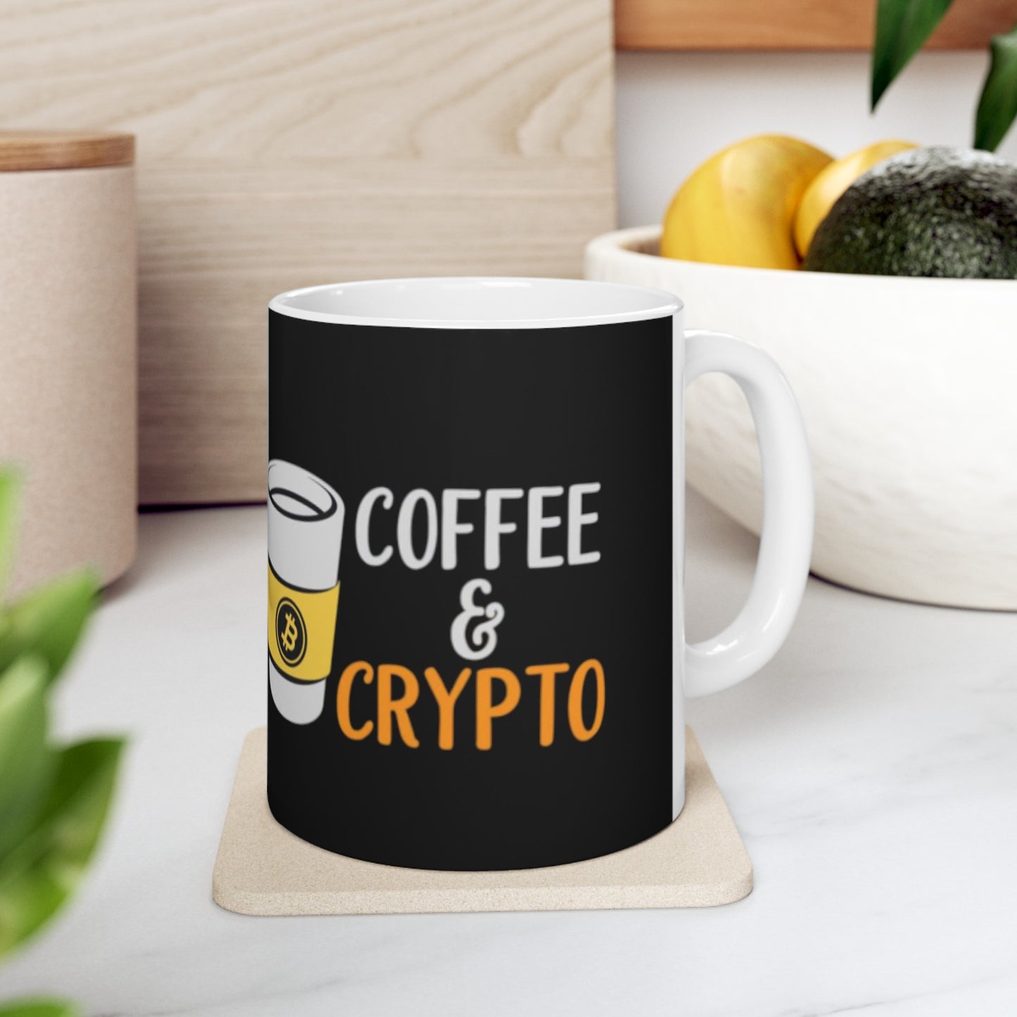 Coffee and Crypto Ceramic Mug, (11oz)