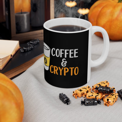 Coffee and Crypto Ceramic Mug, (11oz)