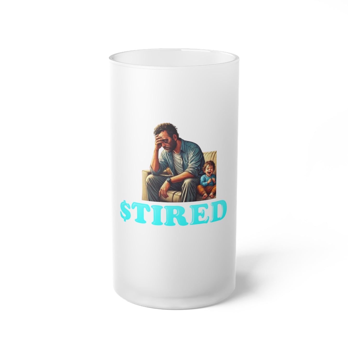 Tired Dad Frosted Glass Beer Mug