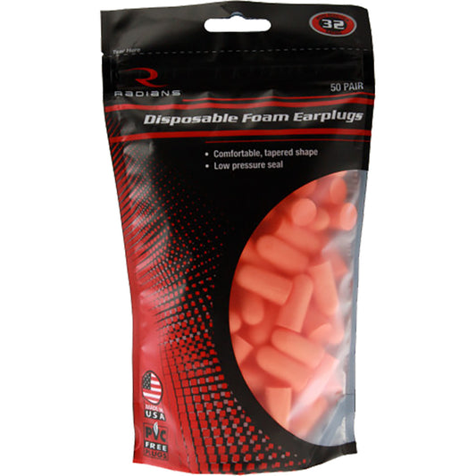 Radians Resistor 32 Foam Ear Plugs Uncorded Orange 50 Pr. Bag