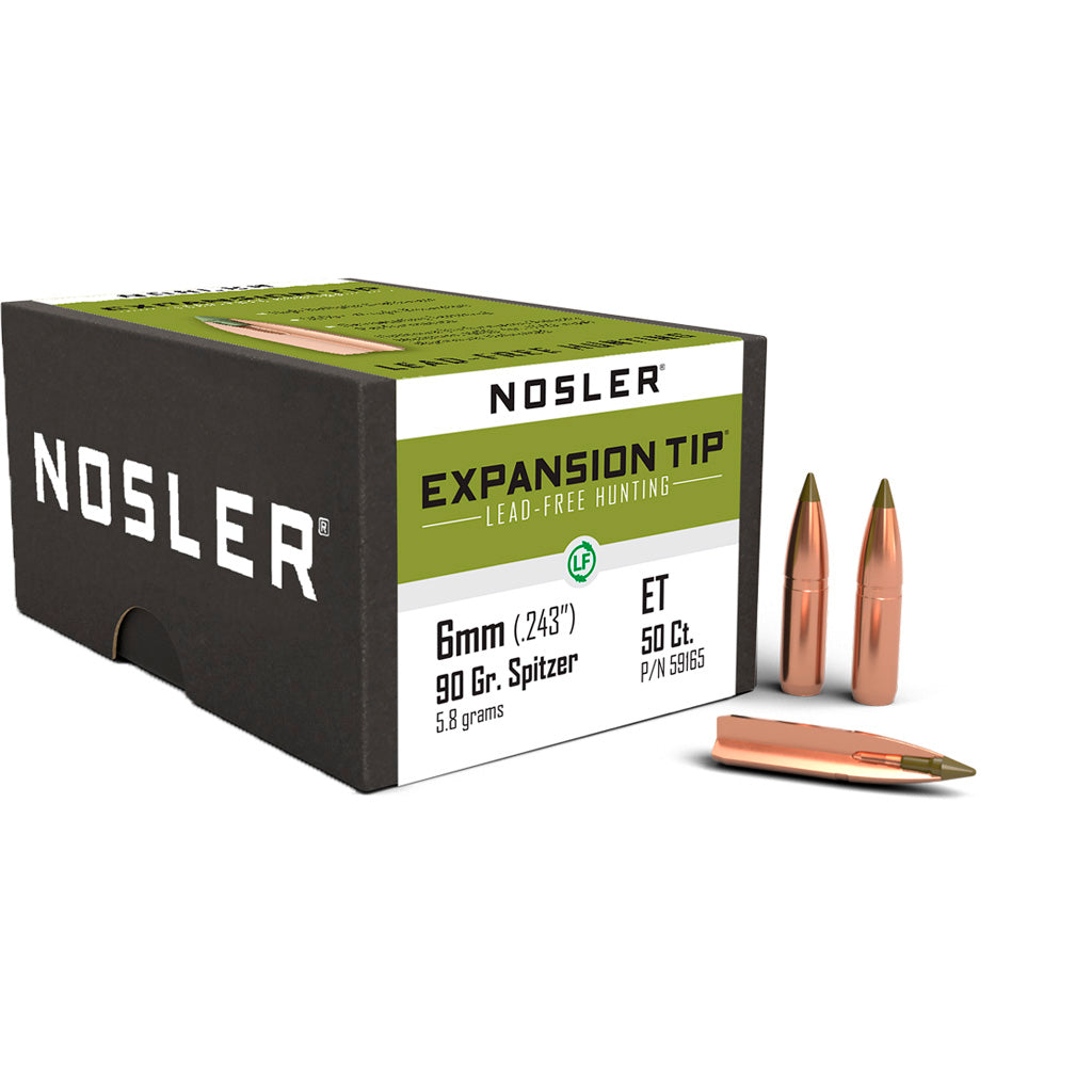 Nosler Expansion Tip Bullet 6mm. 90 Gr. Spitzer Point 50 Pk.