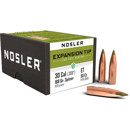 Nosler Expansion Tip Bullet 30 Cal. 168 Gr. Spitzer Point 50 Pk.