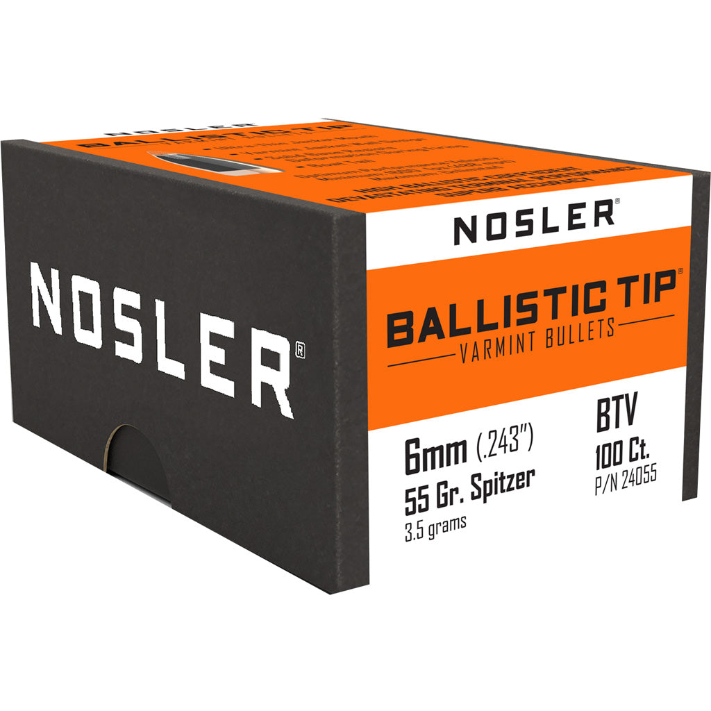 Nosler Ballistic Tip Varmint Bullets 6mm 55 Gr. Spitzer Point 100 Pk.