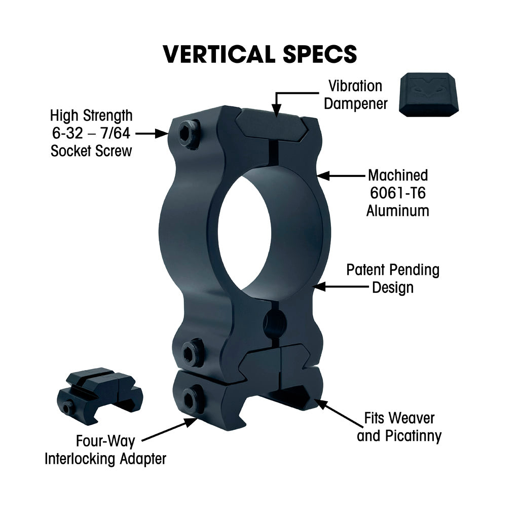 Versaring Universal Scope Rings Black 1 In. Vertical