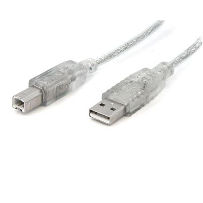 This clear 6ft USB AB cable offers one USB A Male connector and one USB B Male connector and is fully rated to USB 2.0 specifications.