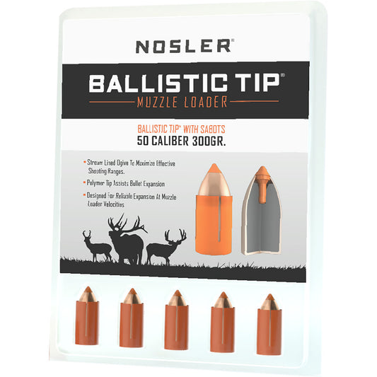 Nosler Ballistic Tip Muzzleloading Bullets .50 Cal. 300 Gr. Spitzer Point 15 Pk.