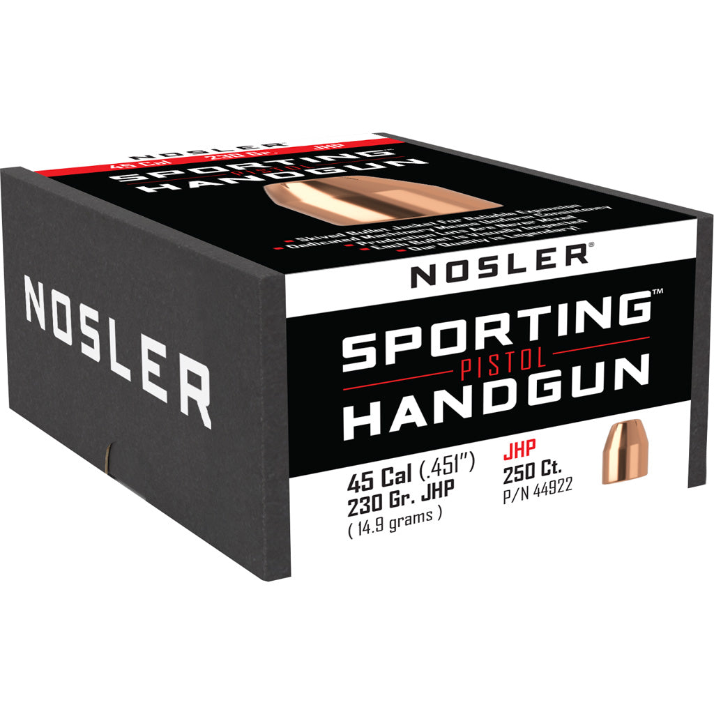 Nosler Sporting Handgun Pistol Bullet .45 Cal. 230 Gr. Jacketed Hollow Point 250 Pk.