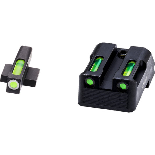 Hiviz Litewave H3 Handgun Sight 1911 Fix Rear Green Litepipes White Front Ring