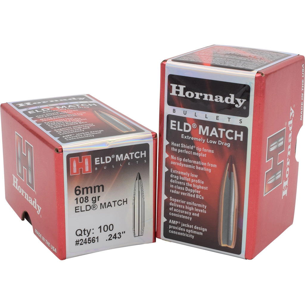 Hornady Eld Match Bullets 6mm .243 108 Gr. Eld Match 100 Box