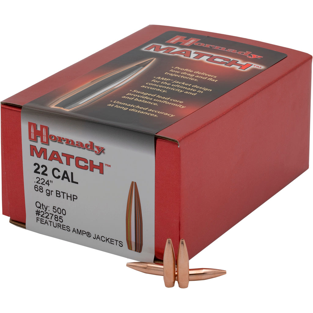 Hornady Match Bullets 22 Cal. .224 68 Gr. Bthp Match 100 Box